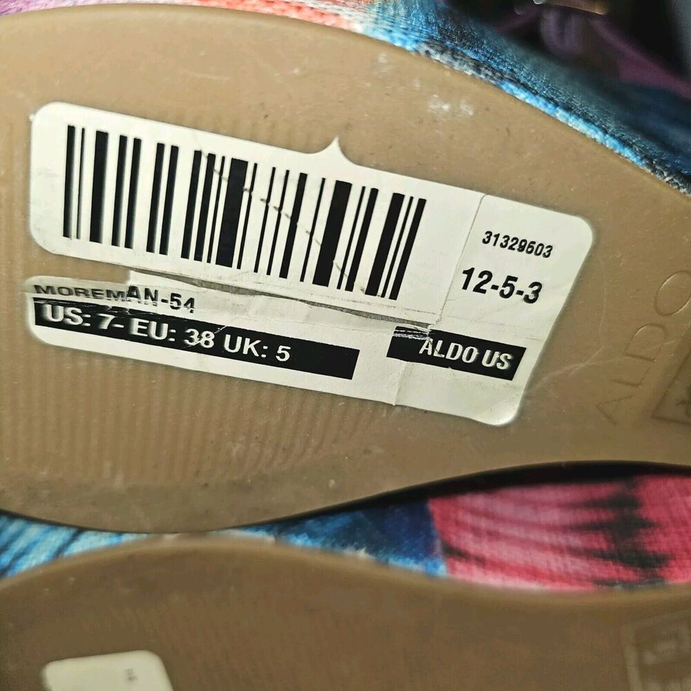 ALDO MOREMAN Womens Platform 5" Wedge Sandal Hippie Purple Pink Tye Dyed Sz 7 - Picture 8 of 11